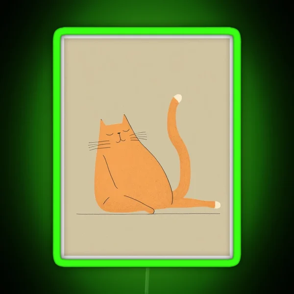 Modern Cat Print High Quality Artwork For Minimalist RGB Neon Sign