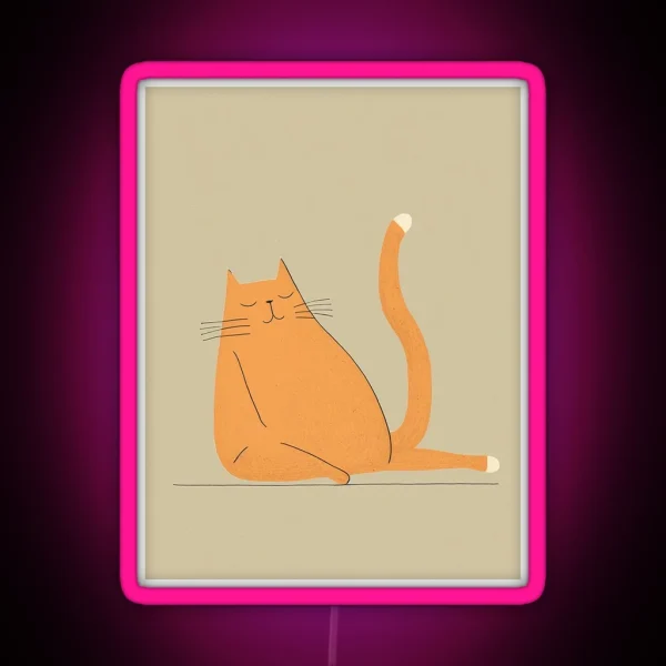 Modern Cat Print High Quality Artwork For Minimalist RGB Neon Sign