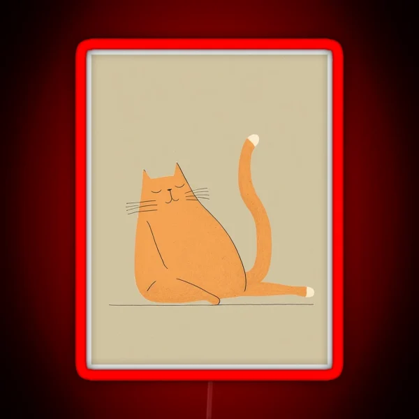 Modern Cat Print High Quality Artwork For Minimalist RGB Neon Sign