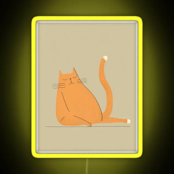 Modern Cat Print High Quality Artwork For Minimalist RGB Neon Sign