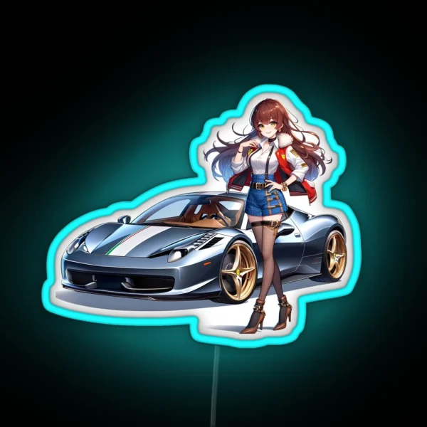 Modern Italian Car Anime Girl RGB Neon Sign