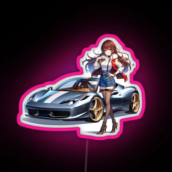 Modern Italian Car Anime Girl RGB Neon Sign