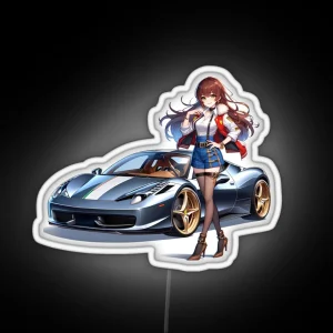 Modern Italian Car Anime Girl RGB Neon Sign