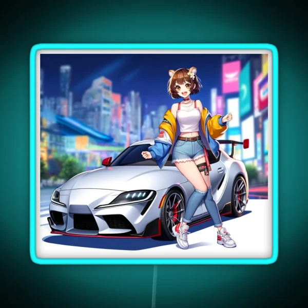 Modern Supra Anime Girl RGB Neon Sign