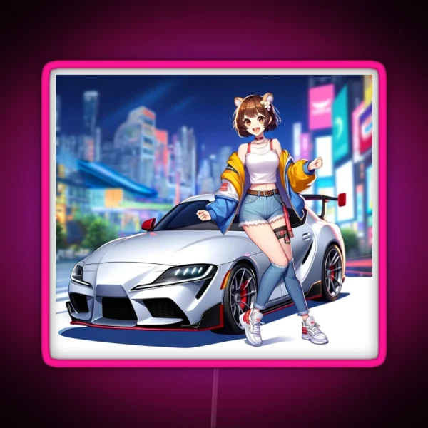 Modern Supra Anime Girl RGB Neon Sign