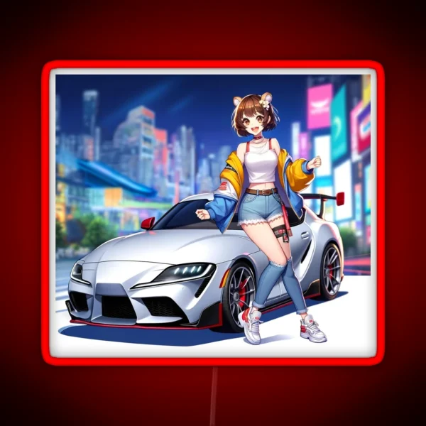 Modern Supra Anime Girl RGB Neon Sign