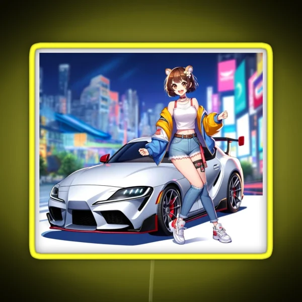Modern Supra Anime Girl RGB Neon Sign