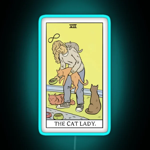 Modern Tarot The Cat Lady RGB Neon Sign