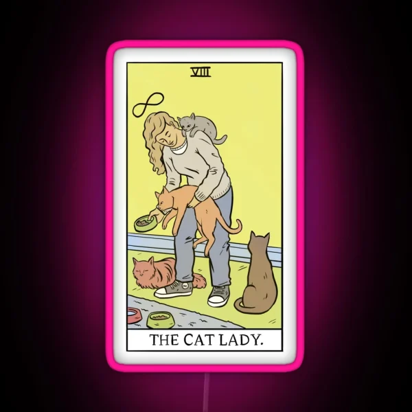 Modern Tarot The Cat Lady RGB Neon Sign