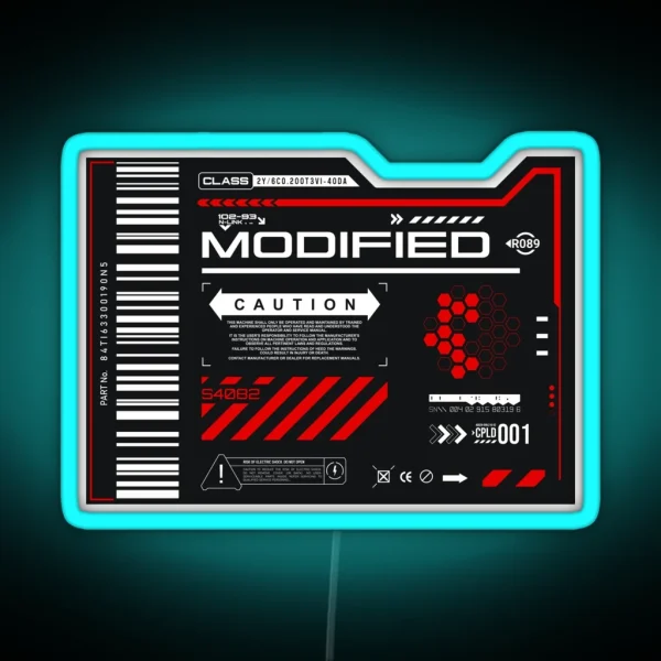 Modified Experimental Tech Decal Gray Red RGB Neon Sign