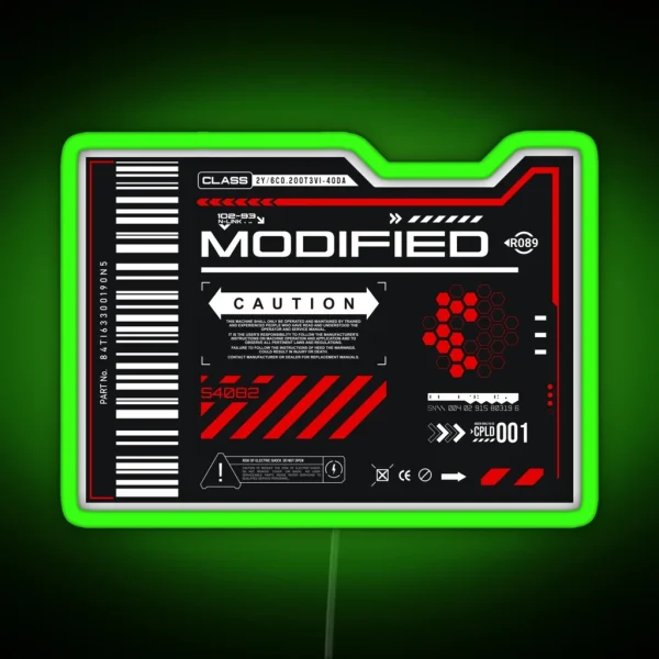 Modified Experimental Tech Decal Gray Red RGB Neon Sign