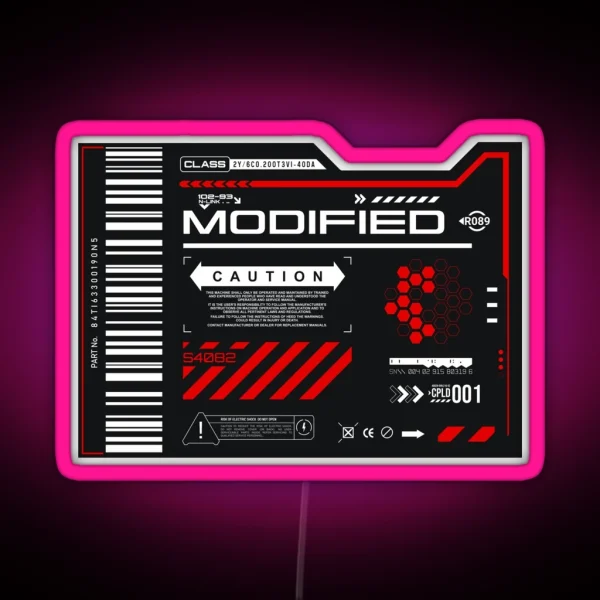 Modified Experimental Tech Decal Gray Red RGB Neon Sign