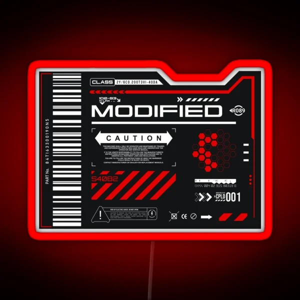 Modified Experimental Tech Decal Gray Red RGB Neon Sign