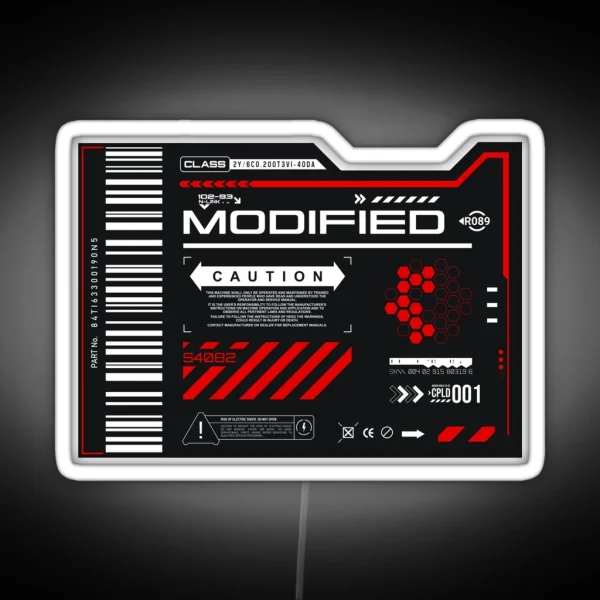 Modified Experimental Tech Decal Gray Red RGB Neon Sign