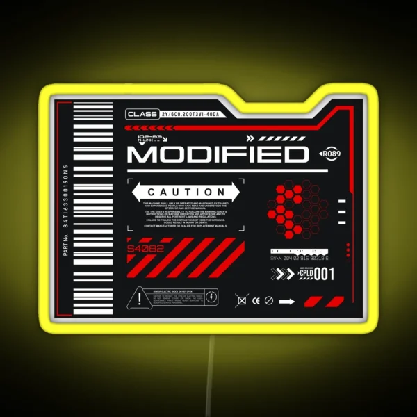 Modified Experimental Tech Decal Gray Red RGB Neon Sign