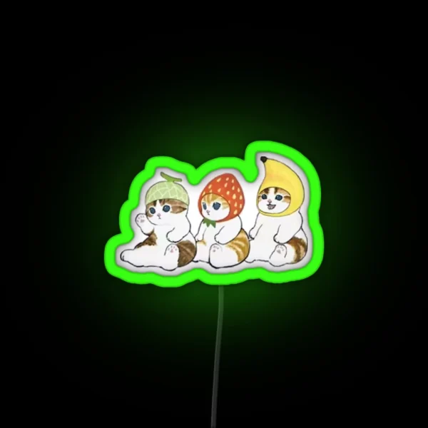 Mofusand Fruit Melon Strawberry And Banana RGB Neon Sign
