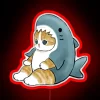 Neon sitting shark silhouette with colorful Mofusand LED illumination