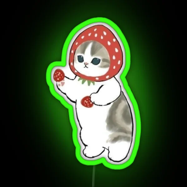Mofusand Strawberry Hat RGB Neon Sign