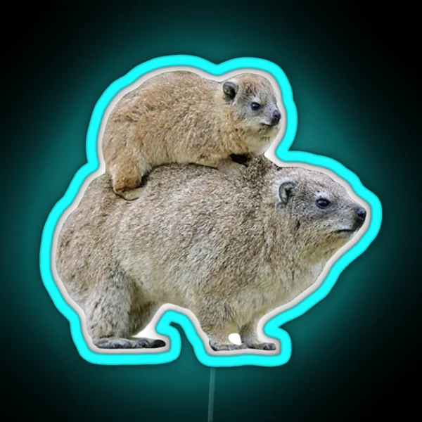 Mom And Baby Rock Hyrax RGB Neon Sign