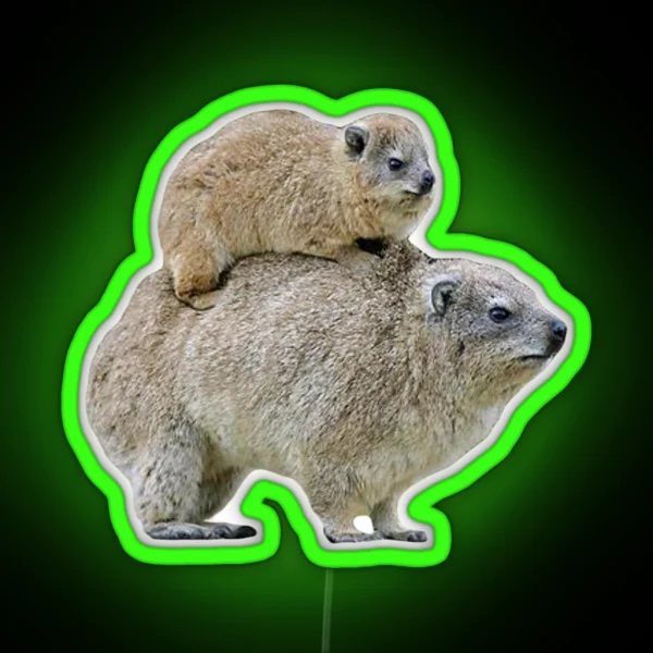 Mom And Baby Rock Hyrax RGB Neon Sign