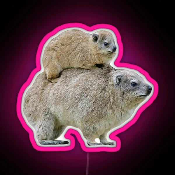 Mom And Baby Rock Hyrax RGB Neon Sign