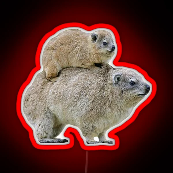 Mom And Baby Rock Hyrax RGB Neon Sign