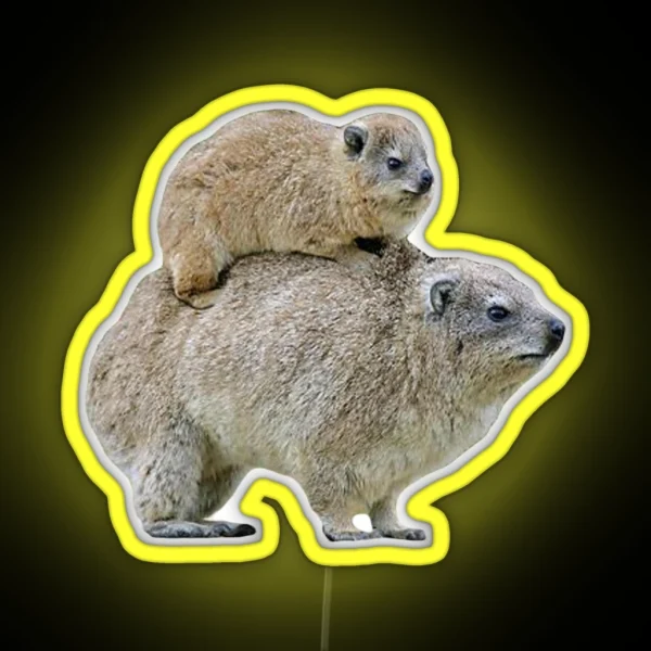 Mom And Baby Rock Hyrax RGB Neon Sign