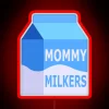 Colorful 'Mommy's Milk' Sign in Vibrant RGB Neon Font