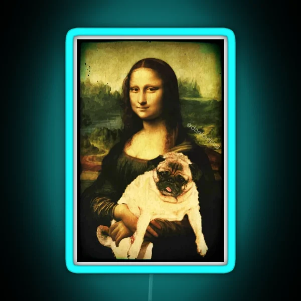 MONA LISA PUG RGB Neon Sign