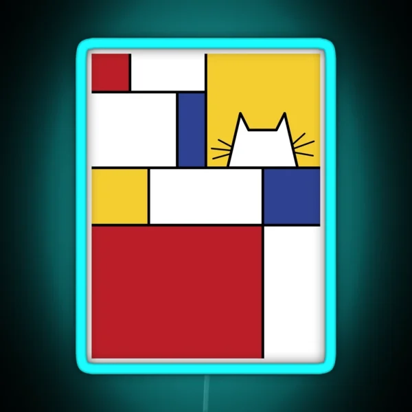 Mondrian Cat RGB Neon Sign