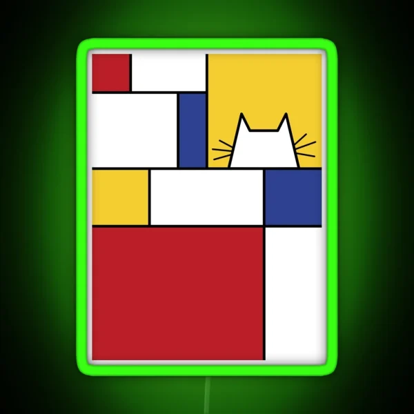 Mondrian Cat RGB Neon Sign