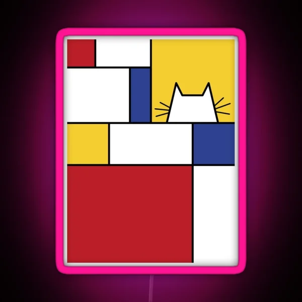 Mondrian Cat RGB Neon Sign