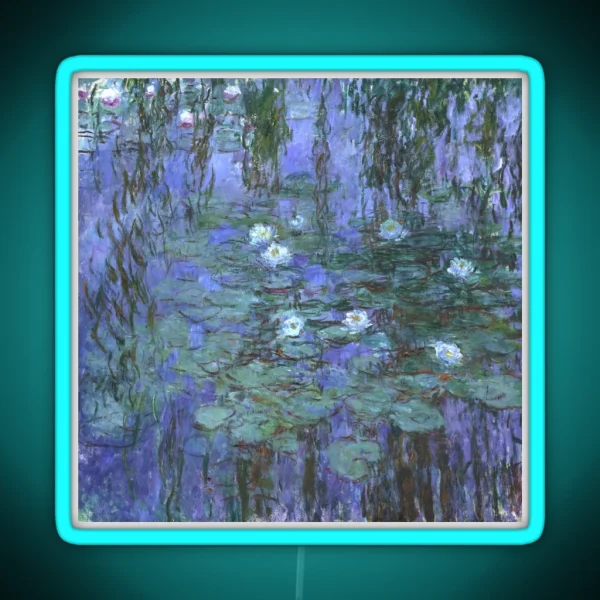 Monet Blue Waterlilies RGB Neon Sign