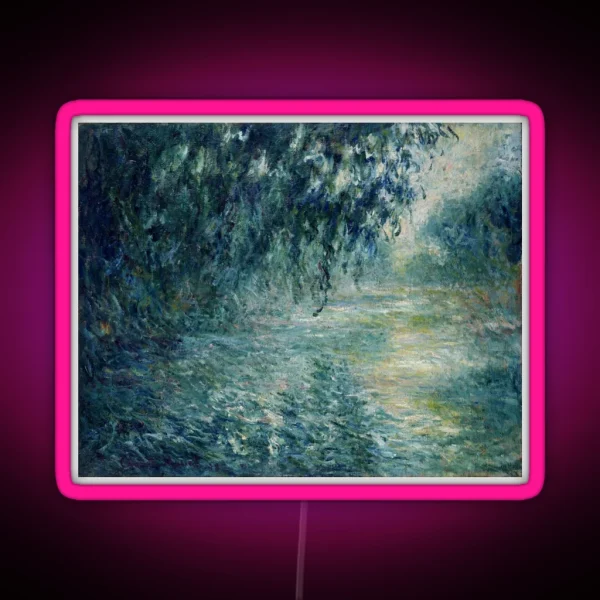 Monet Morning On The Seine Fine Art RGB Neon Sign