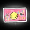 Money doesn't guarantee happiness colorful RGB neon inspirational quote sign