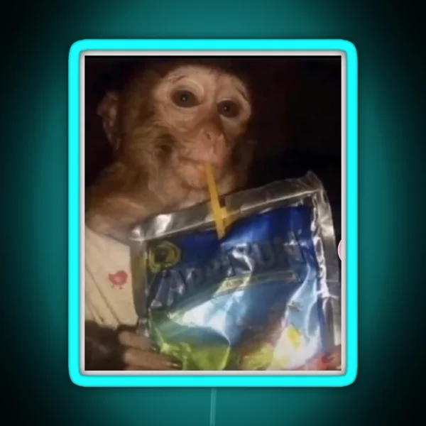 Monkey Drinking Caprisun RGB Neon Sign