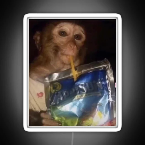 Monkey Drinking Caprisun RGB Neon Sign