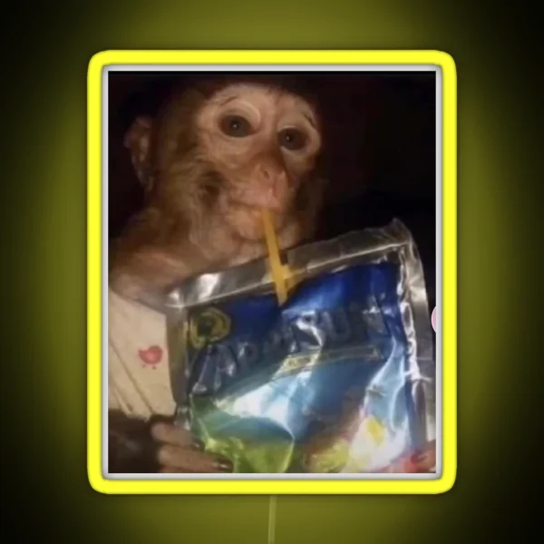 Monkey Drinking Caprisun RGB Neon Sign