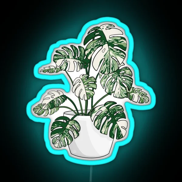 Monstera Deliciosa Variegated Plant RGB Neon Sign