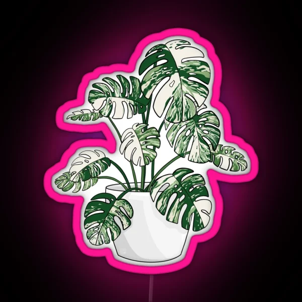 Monstera Deliciosa Variegated Plant RGB Neon Sign