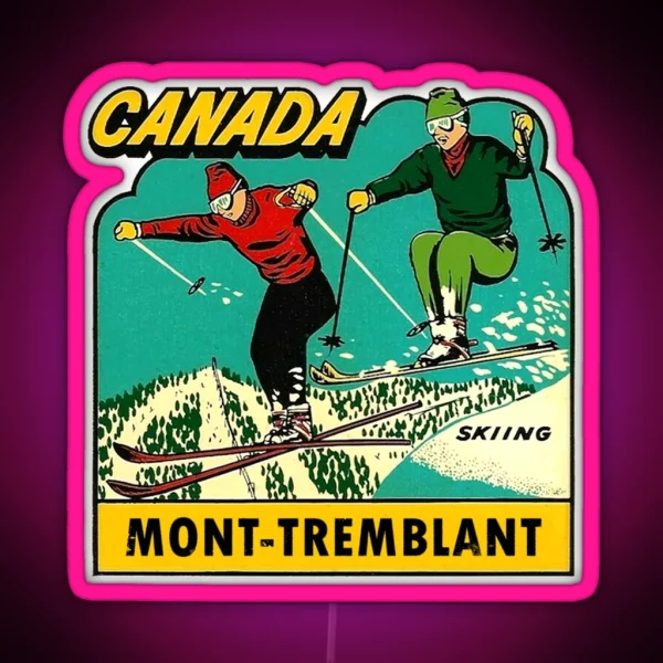 Mont Tremblant Quebec Skiing Vintage Travel Decal RGB Neon Sign