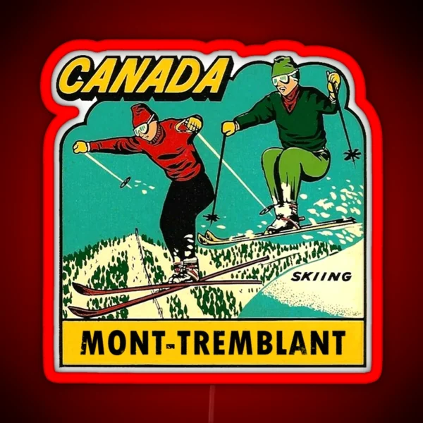 Mont Tremblant Quebec Skiing Vintage Travel Decal RGB Neon Sign