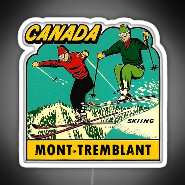 Mont Tremblant Quebec Skiing Vintage Travel Decal RGB Neon Sign