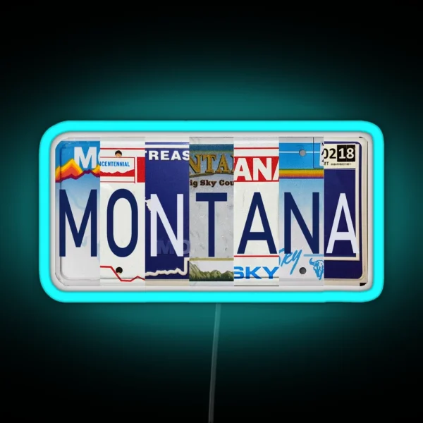 Montana License Plates RGB Neon Sign