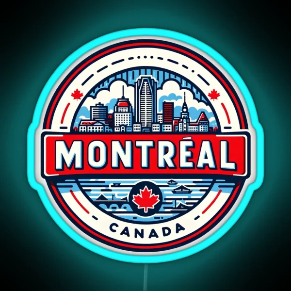 Montreal Canada Led Vibrant Cityscape Design Durable Travel Decal Perfect Souvenir And Gift RGB Neon Sign