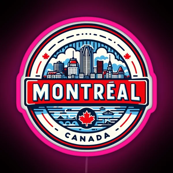 Montreal Canada Led Vibrant Cityscape Design Durable Travel Decal Perfect Souvenir And Gift RGB Neon Sign