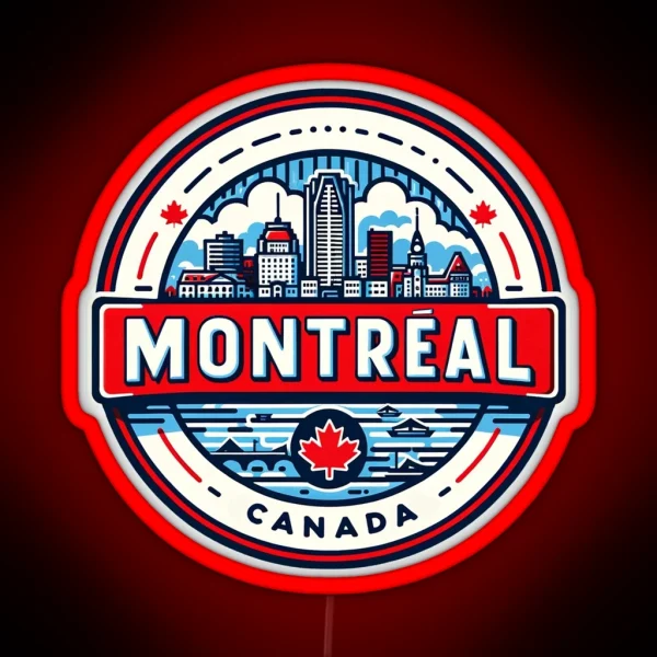 Montreal Canada Led Vibrant Cityscape Design Durable Travel Decal Perfect Souvenir And Gift RGB Neon Sign