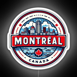 Montreal Canada Led Vibrant Cityscape Design Durable Travel Decal Perfect Souvenir And Gift RGB Neon Sign