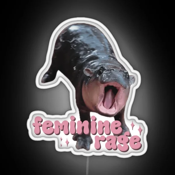 Moo Deng Feminine Rage RGB Neon Sign