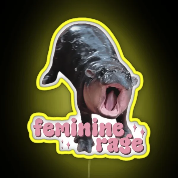 Moo Deng Feminine Rage RGB Neon Sign